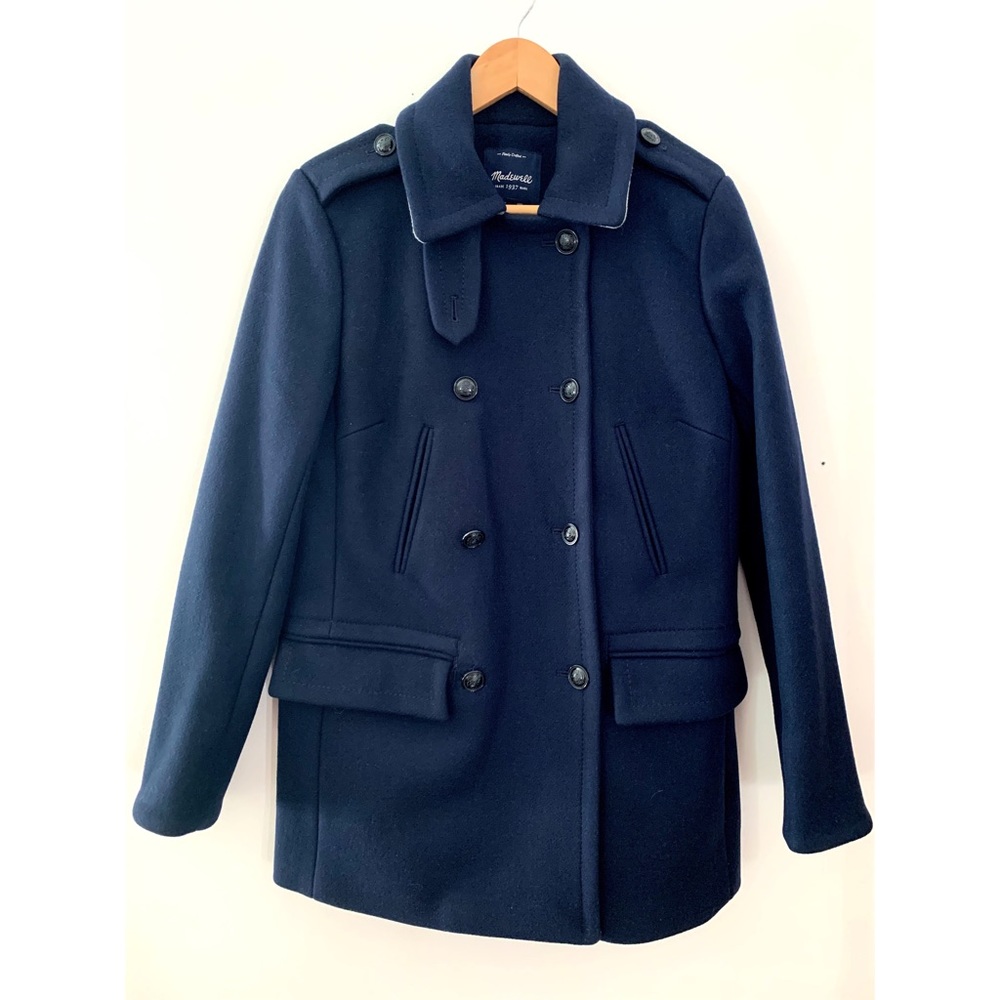 Navy Blue Wool Madewell Peacoat